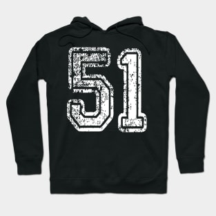 Number 51 Grungy in white Hoodie